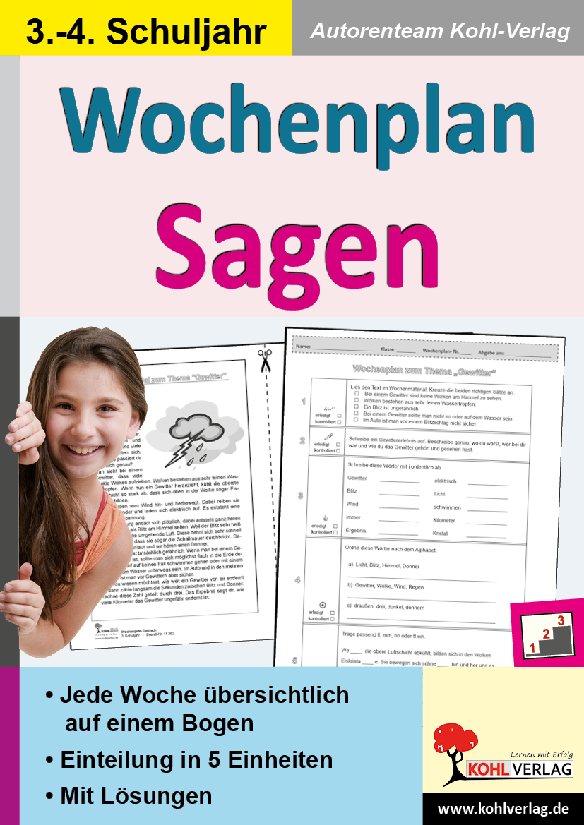 Wochenplan Sagen / Klasse 3-4