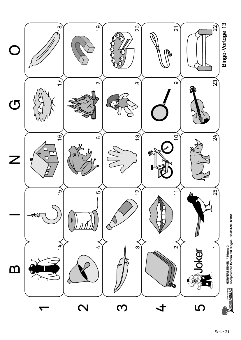 Hörverstehen / Klasse 3 - Kompetenzen fördern mit Bingos im 3. Schuljahr