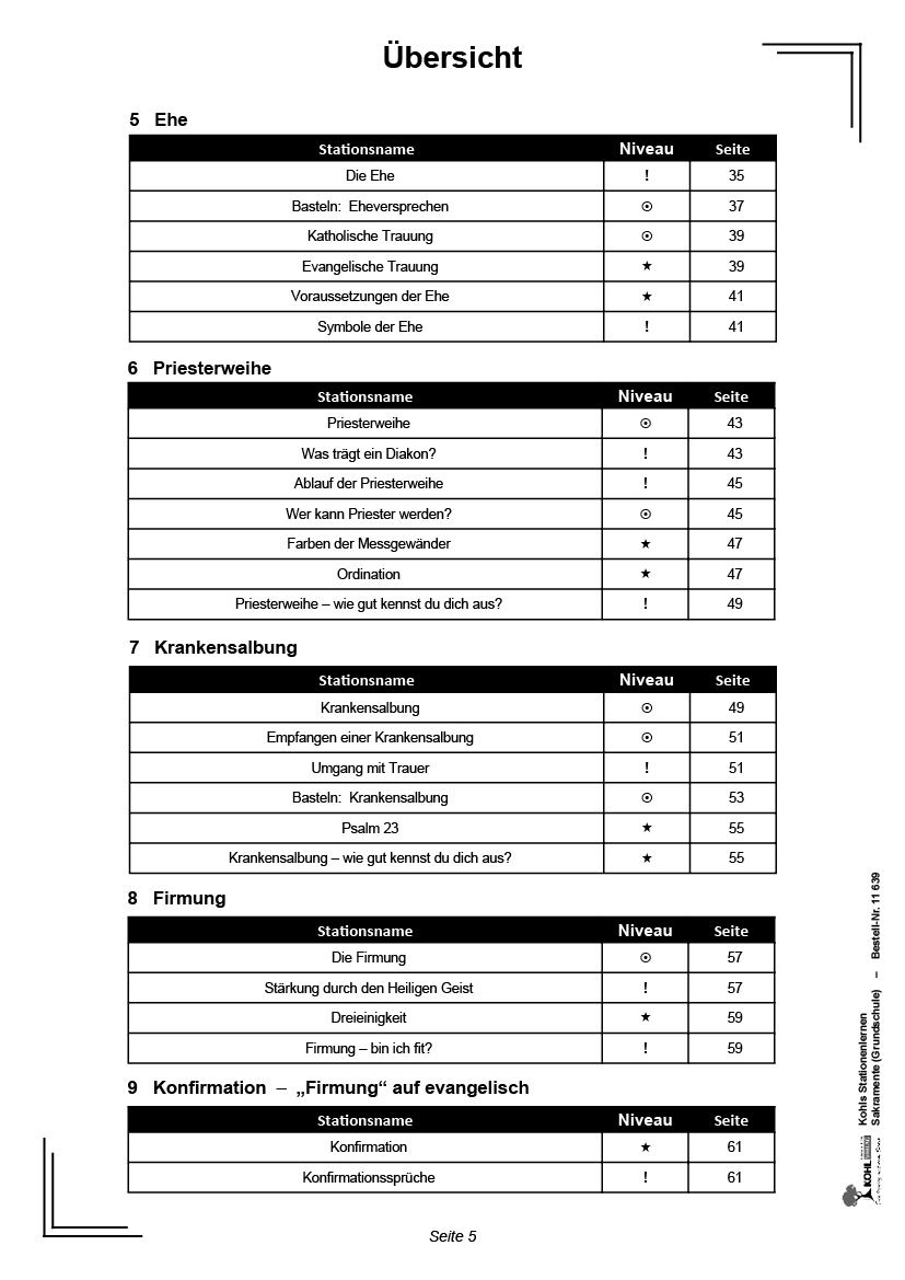 Stationenlernen Sakramente / Grundschule