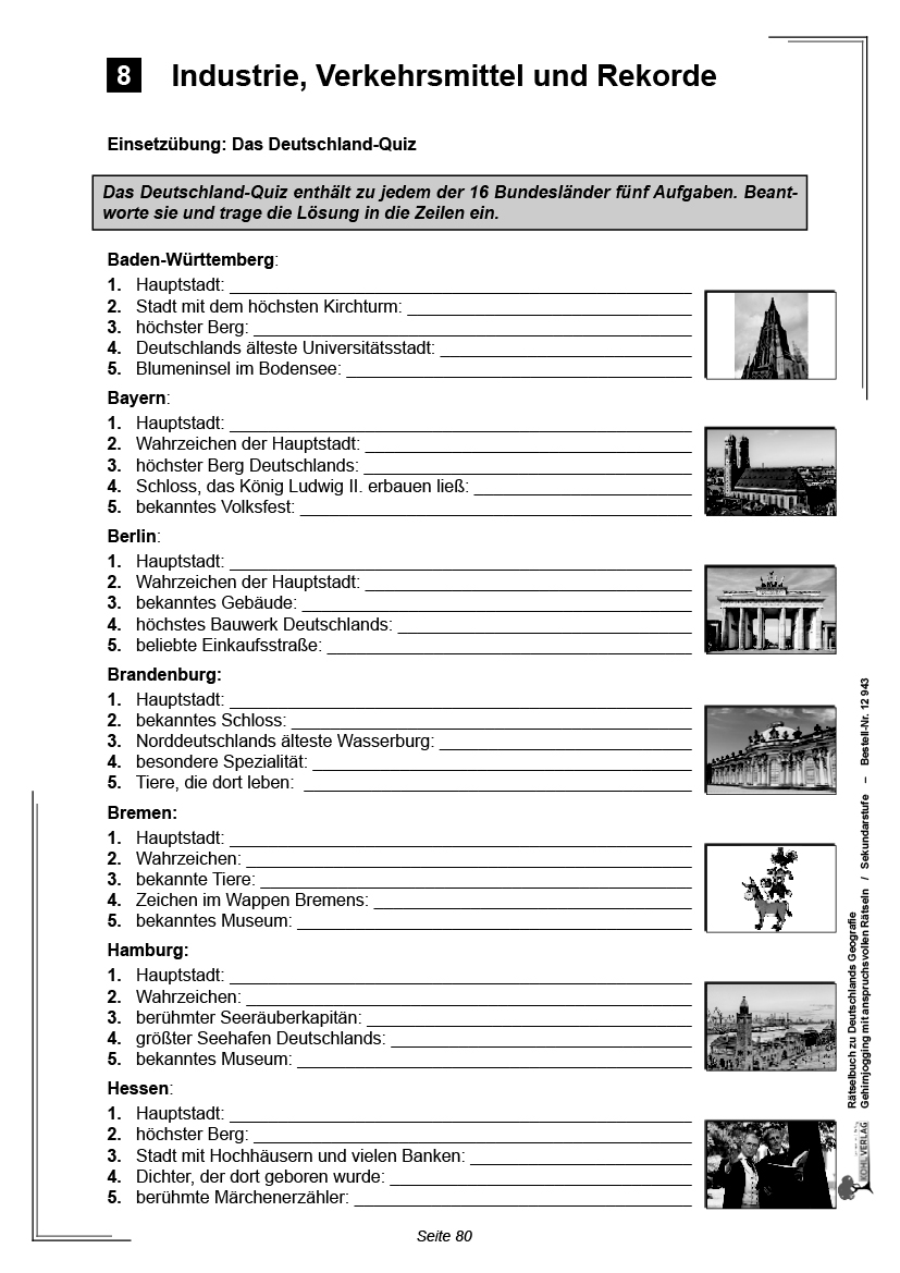 Rätselbuch zu Deutschlands Geografie