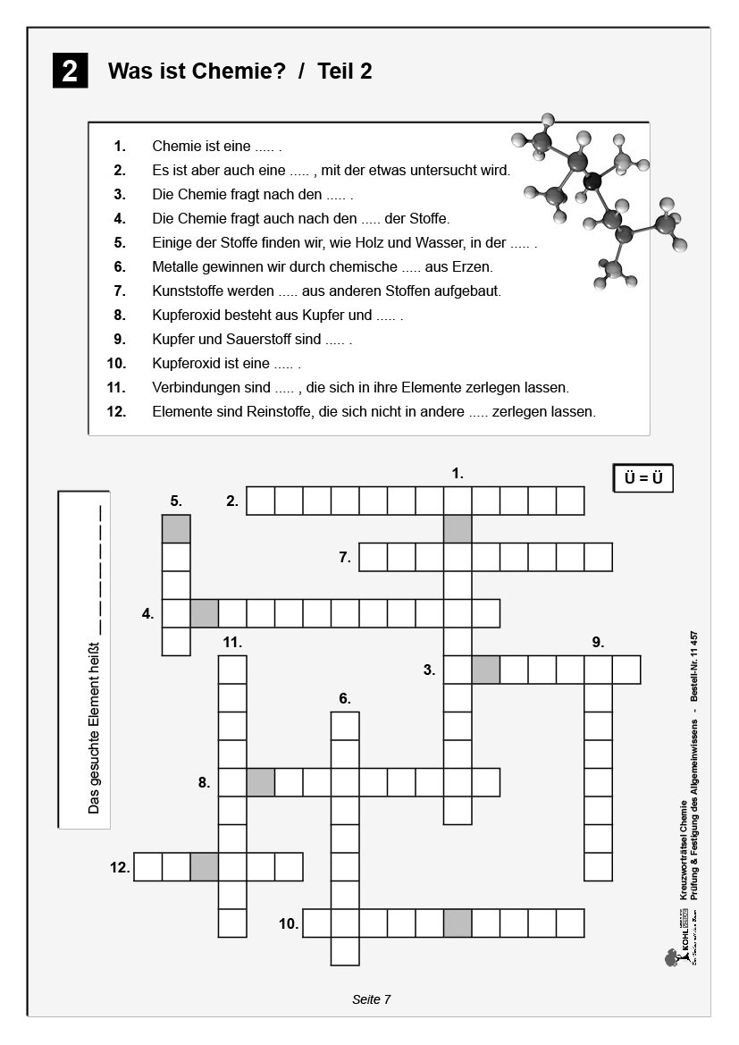 Kreuzworträtsel Chemie