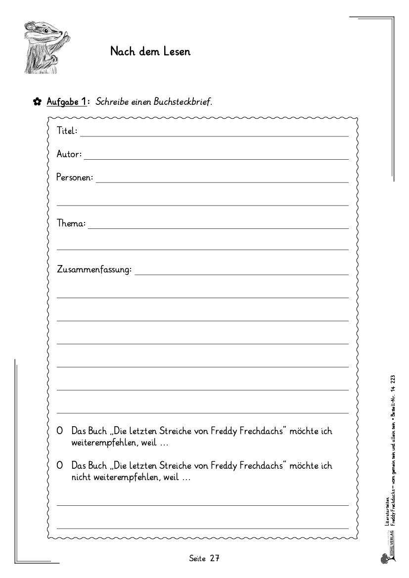 Freddy Frechdachs - Literaturseiten