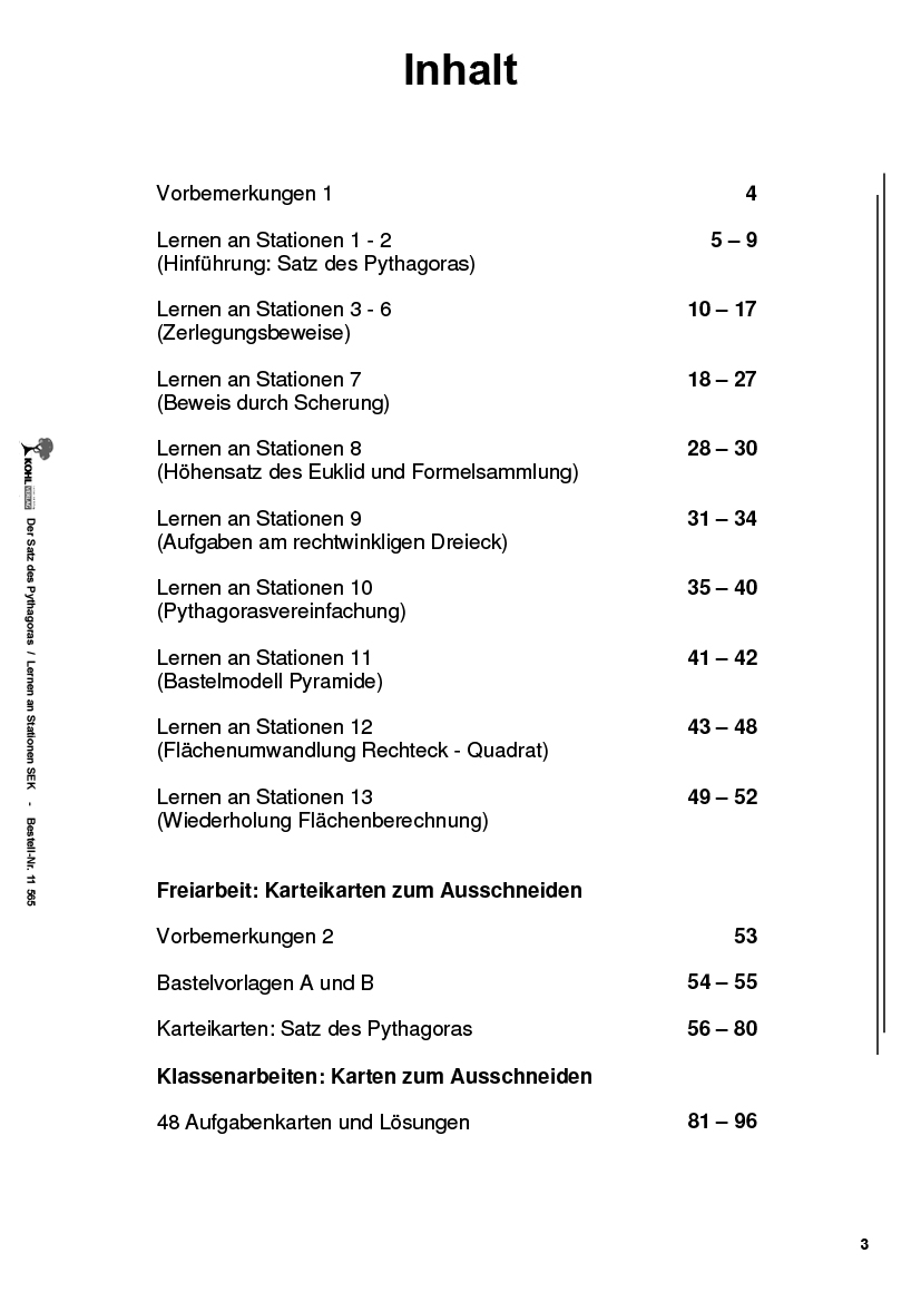 Der Satz des Pythagoras - Lernen an Stationen