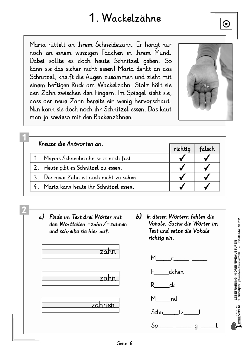 Lesetraining in drei Niveaustufen / Klasse 2