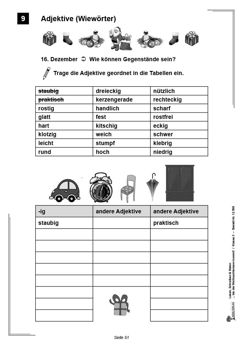 Lesen, Schreiben & Malen ... bis der Weihnachtsmann kommt! / Klasse 3