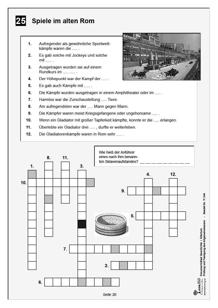 Kreuzworträtsel Geschichte / Altertum