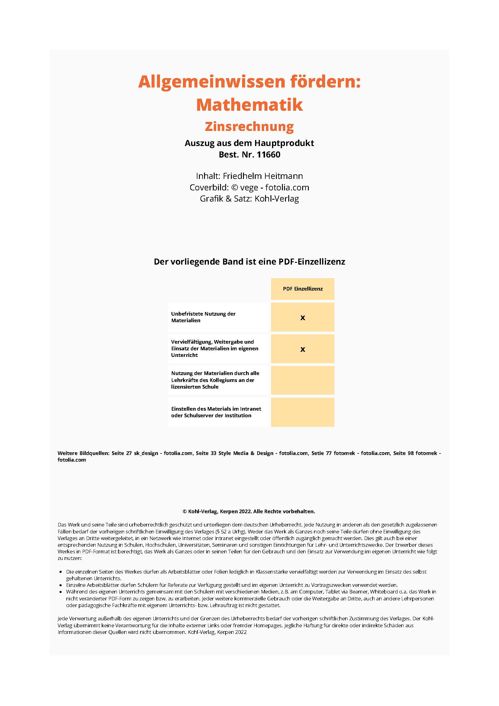 Allgemeinwissen fördern MATHEMATIK: Zinsrechnung