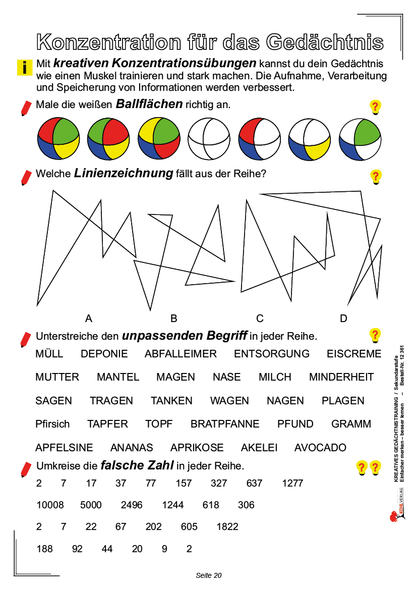 Kreatives Gedächtnistraining / Sekundarstufe