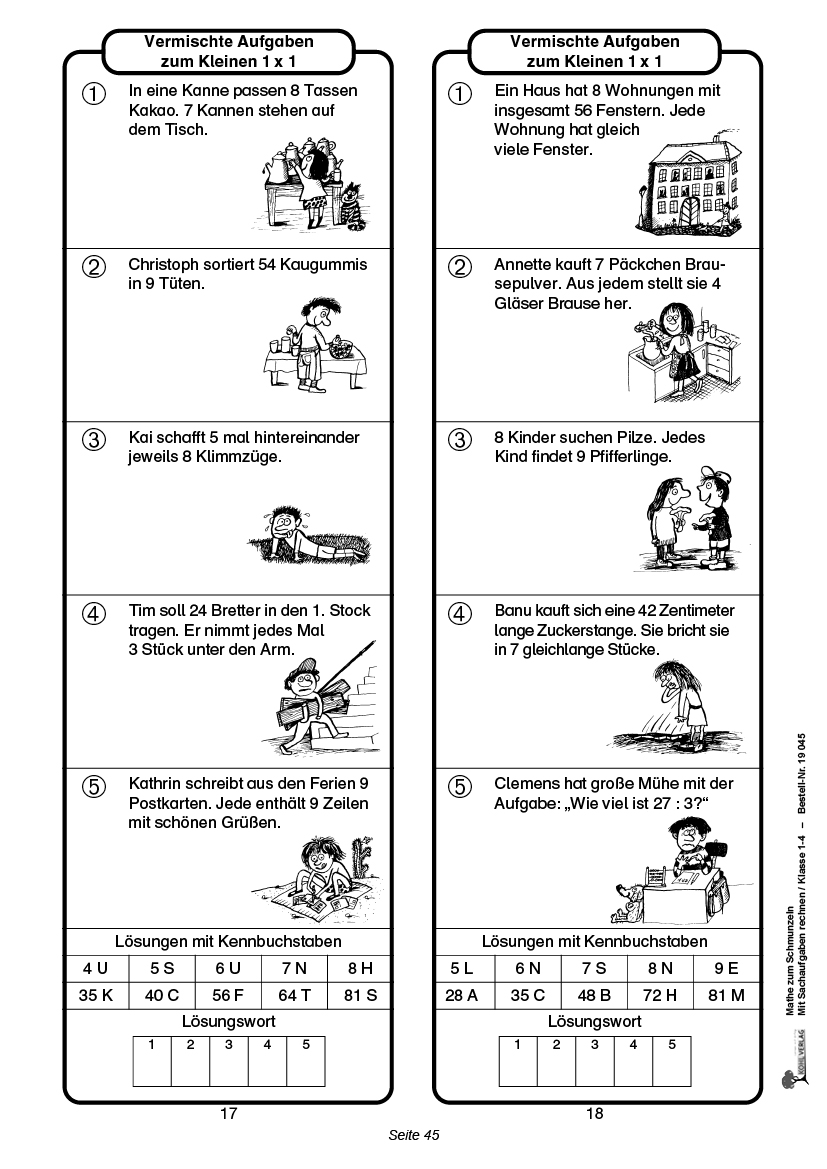 Mathe zum Schmunzeln / Klasse 1-4  -  Mit Sachaufgaben rechnen