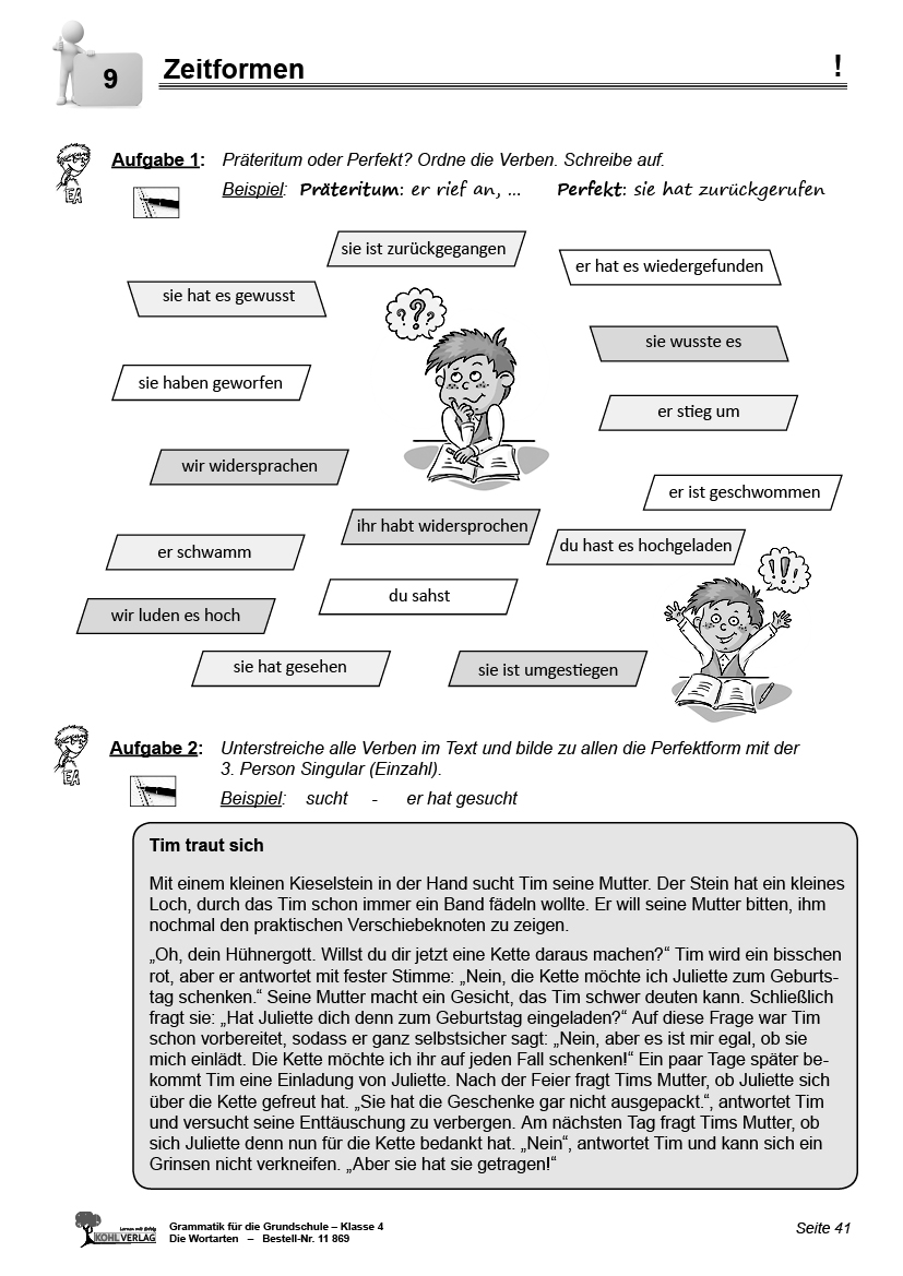 Grammatik für die Grundschule - Die Wortarten / Klasse 4