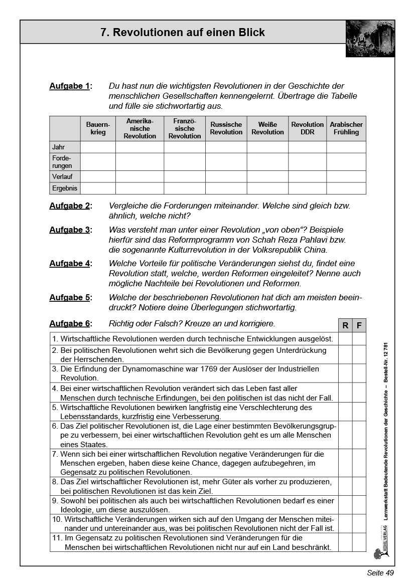 Lernwerkstatt Bedeutende Revolutionen der Geschichte