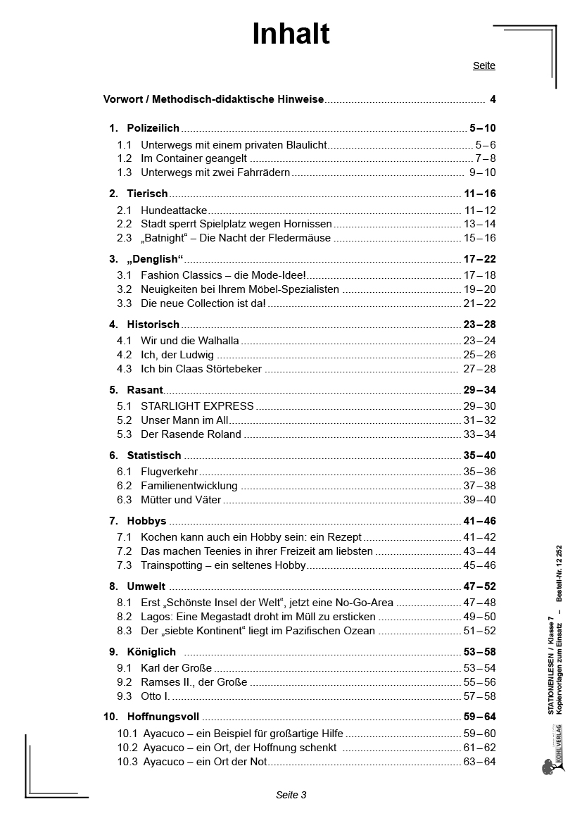 Stationenlesen Klasse 7