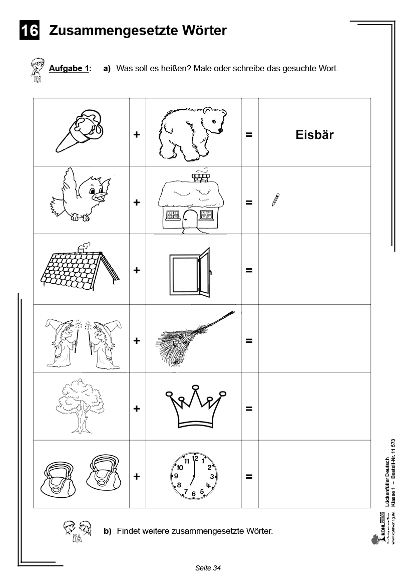 Lückenfüller Deutsch / Klasse 1