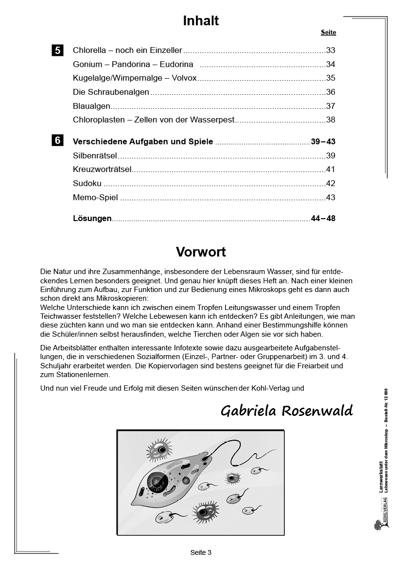 Lernwerkstatt Lebewesen unter dem Mikroskop / Klasse 3-4