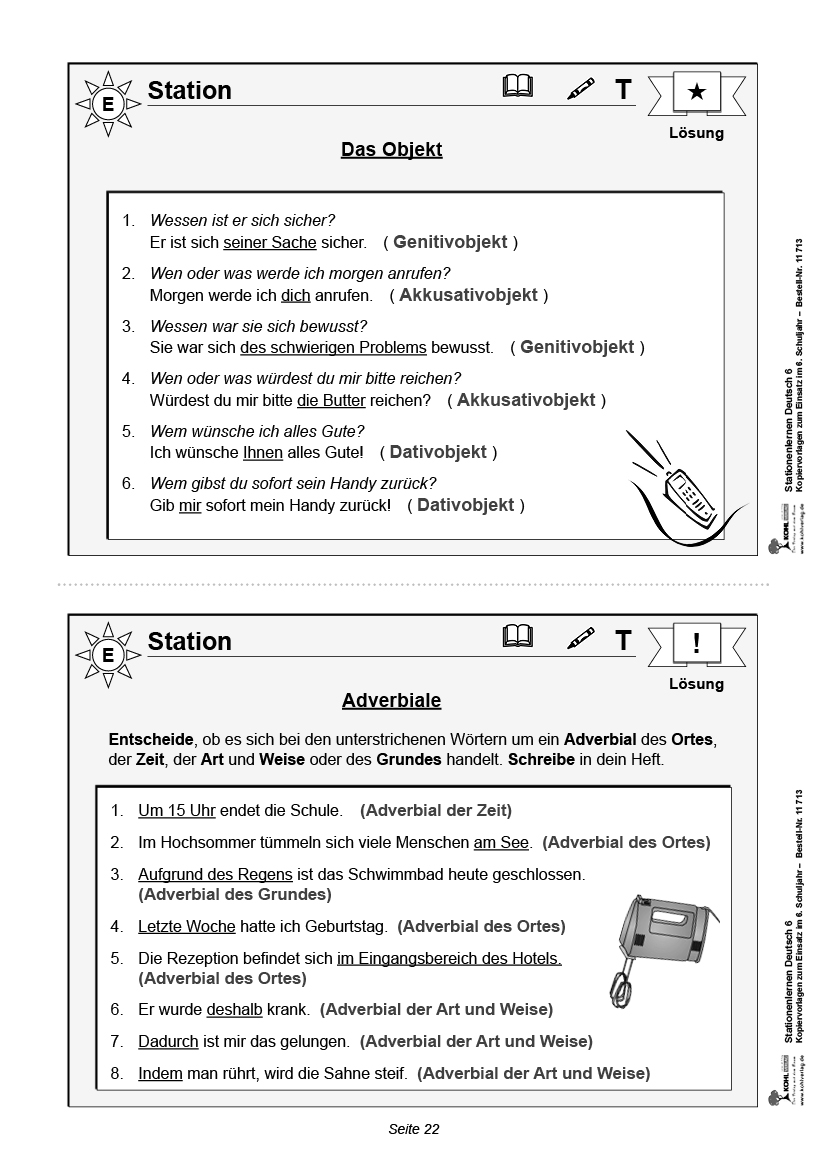 Stationenlernen Deutsch / Klasse 6