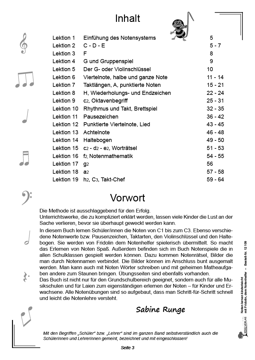 Noten lernen kinderleicht ... mit Fridolin, dem Notenhelfer