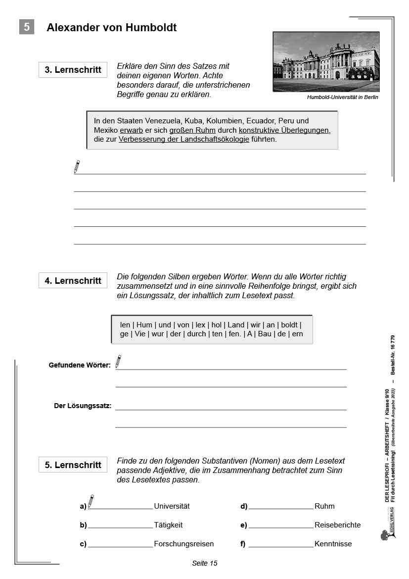 Der Leseprofi - Arbeitsheft / Klasse 9-10