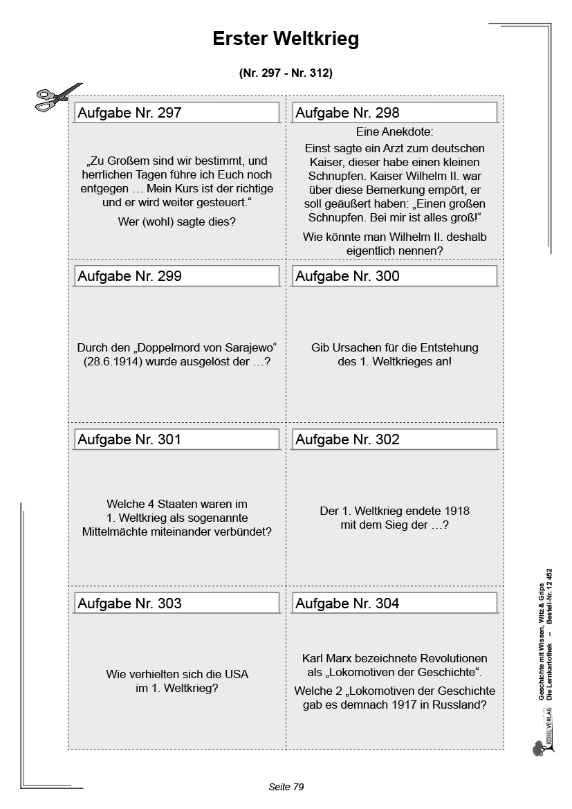 Geschichte mit Wissen, Witz & Grips  -  Die Lernkartothek