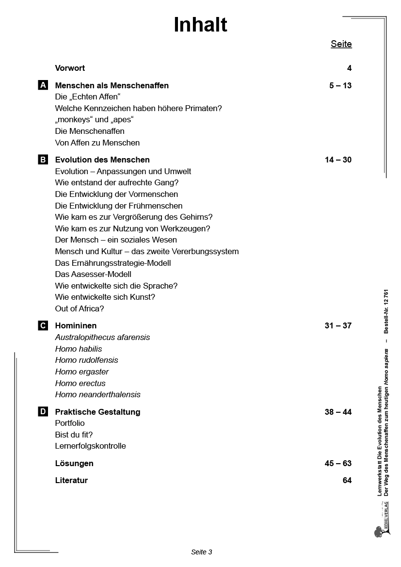 Lernwerkstatt Die Evolution des Menschen