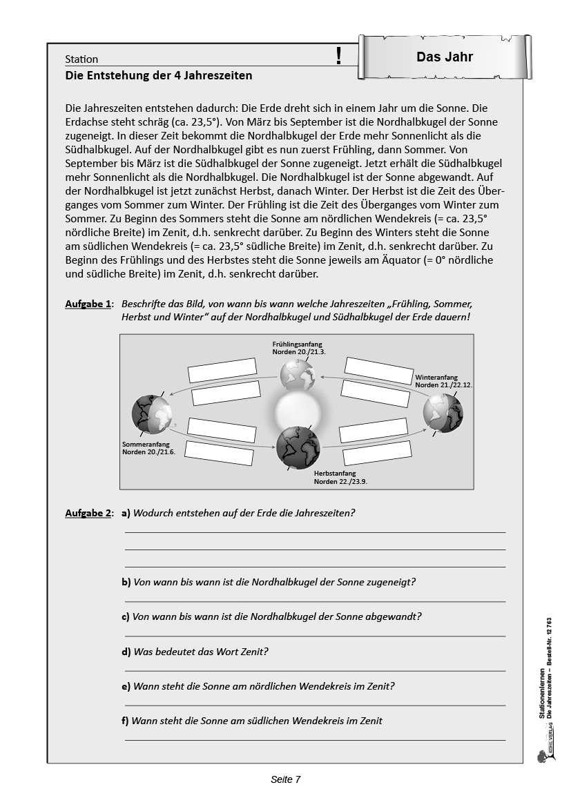 Stationenlernen Die Jahreszeiten