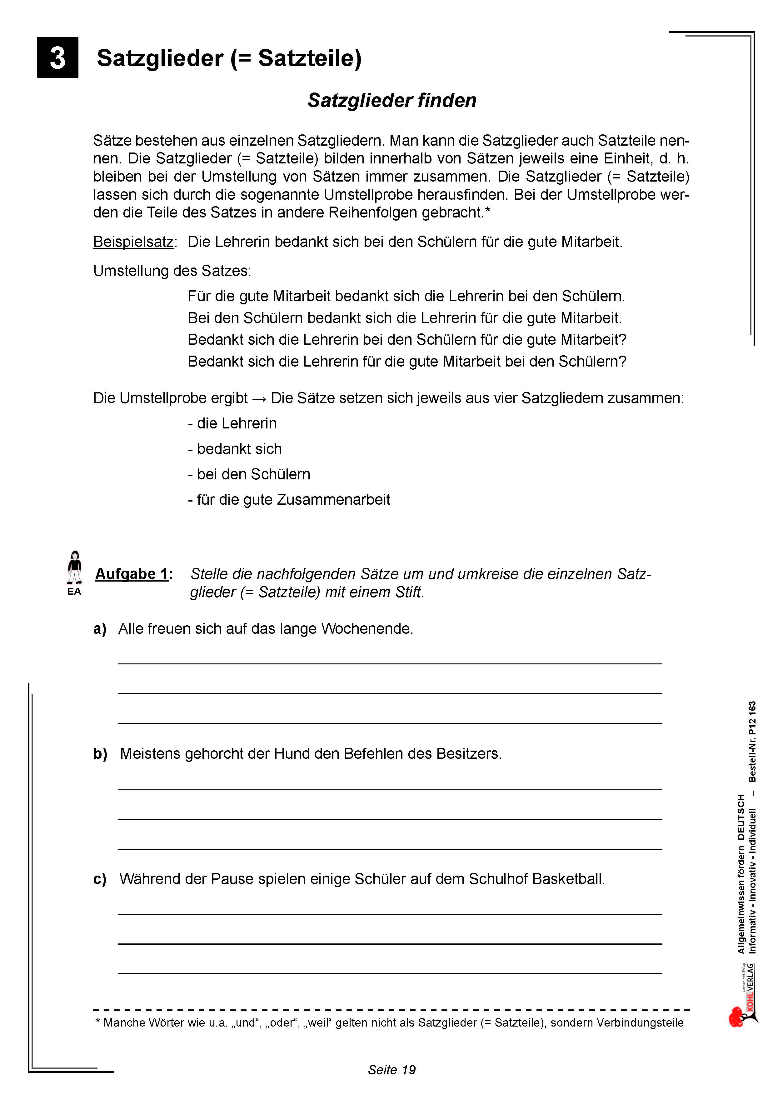 Allgemeinwissen fördern DEUTSCH: Satzglieder