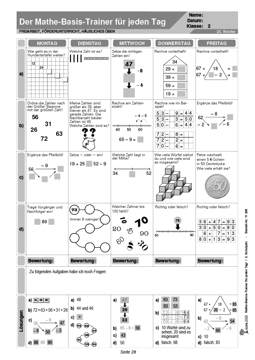 Mathe-Basics-Trainer / Klasse 2