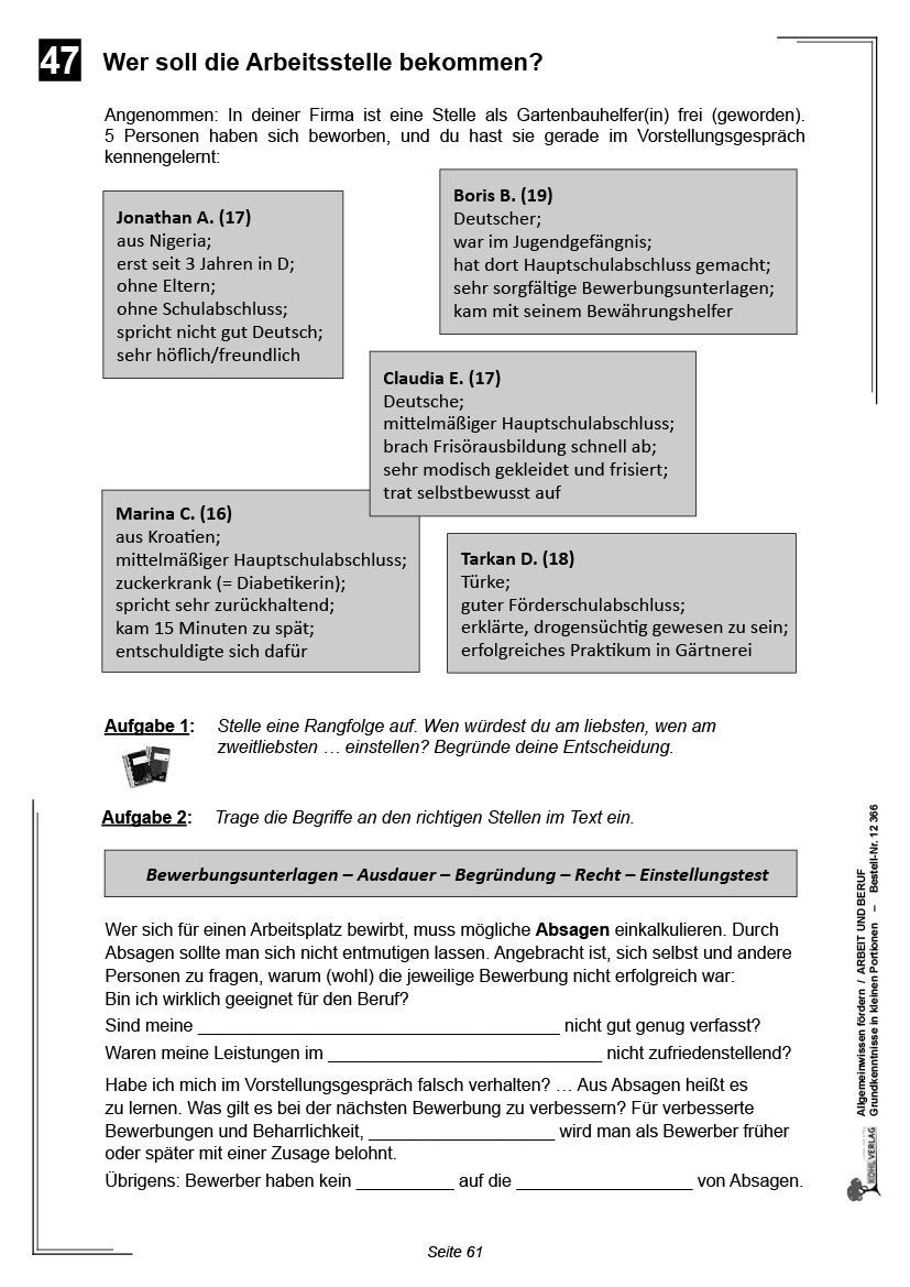 Allgemeinwissen fördern ARBEIT & BERUF