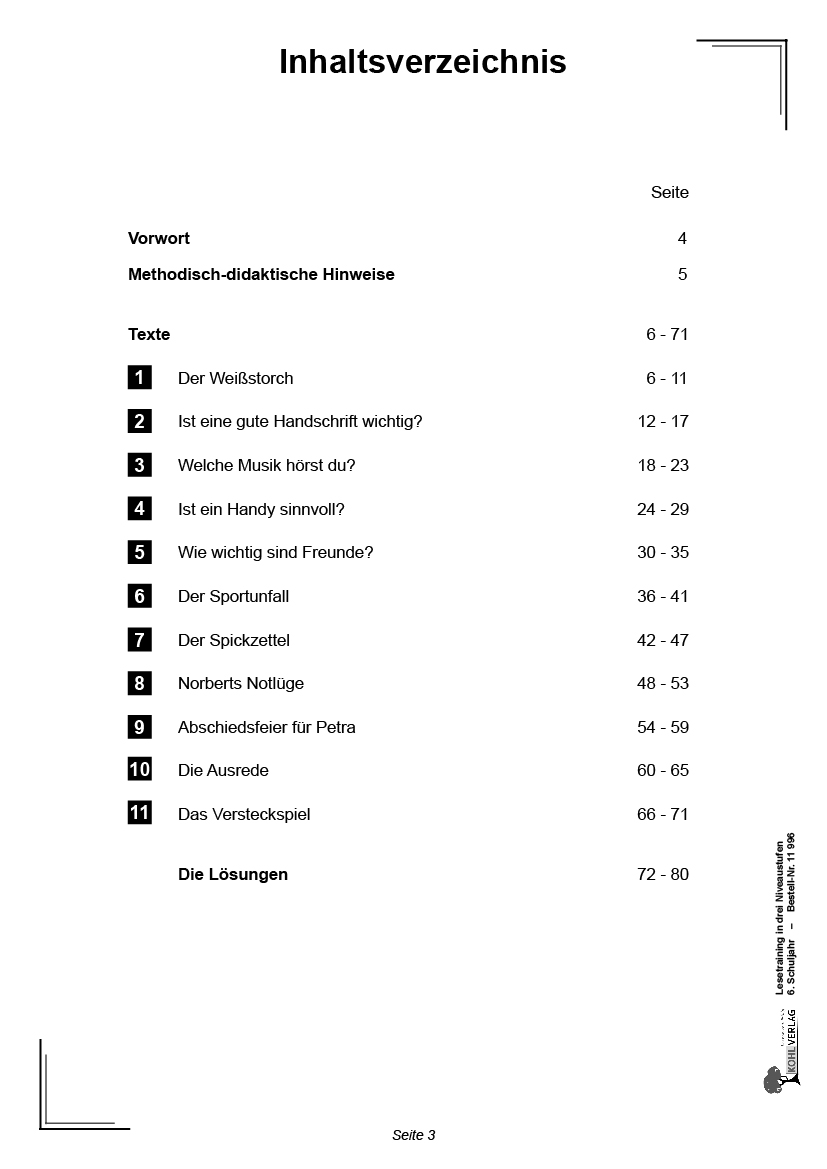 Lesetraining in drei Niveaustufen / Klasse 6