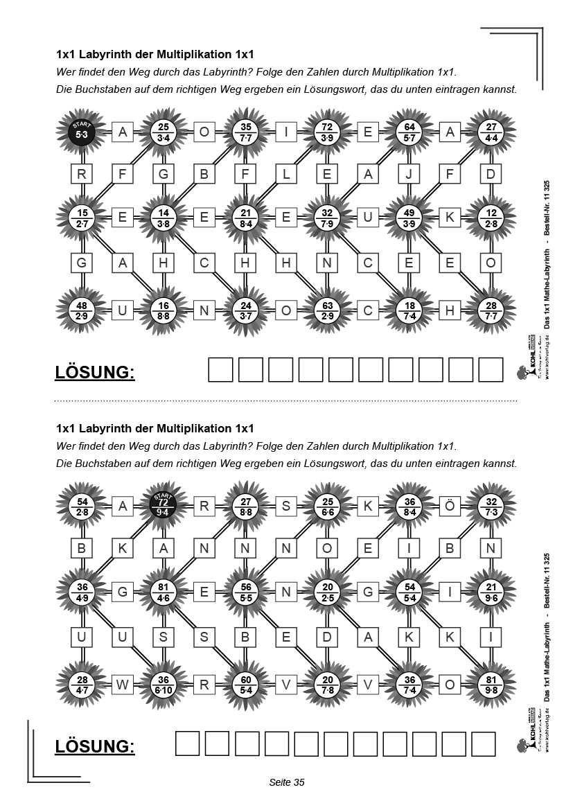 Das 1x1-Mathe-Labyrinth