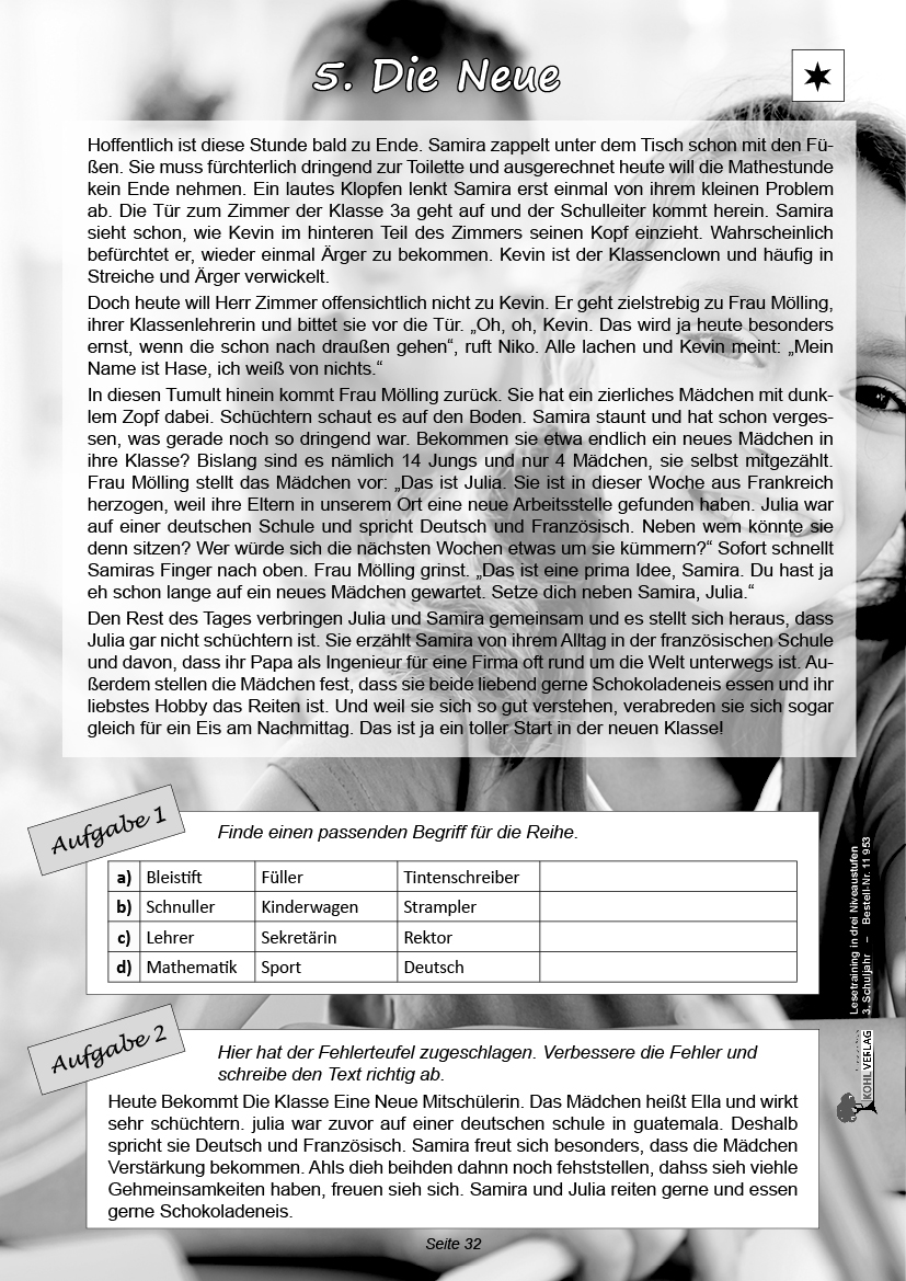 Lesetraining in drei Niveaustufen / Klasse 3