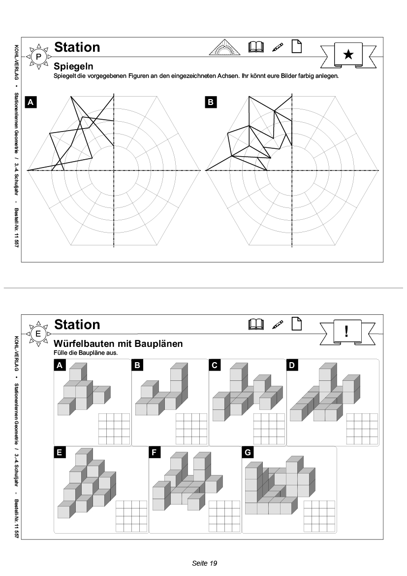 Stationenlernen Geometrie / Klasse 3-4 - Übersichtliche Aufgabenkarten für das 3.-4. Schuljahr