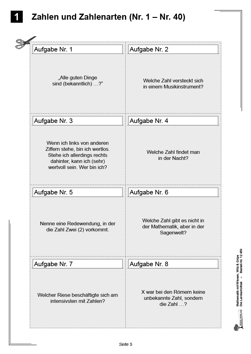 Mathematik mit Wissen, Witz & Grips  -  Die Lernkartothek