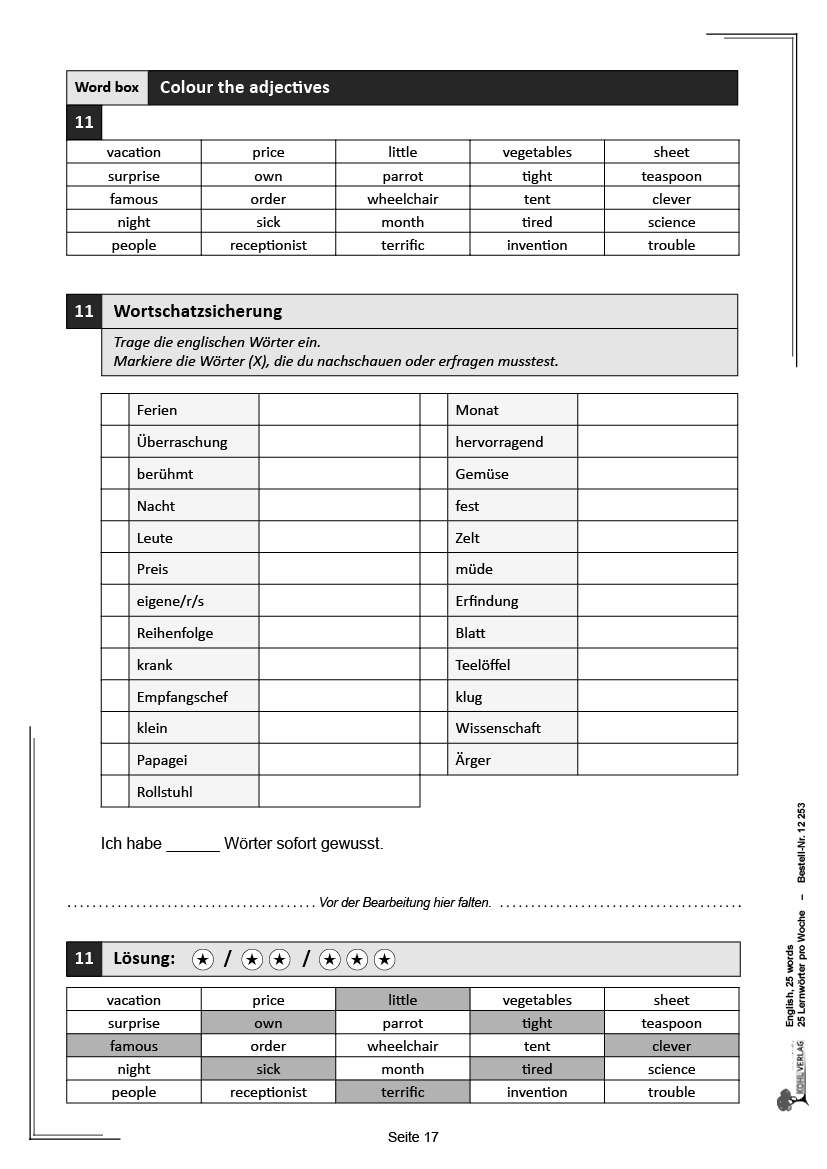 English, 25 words