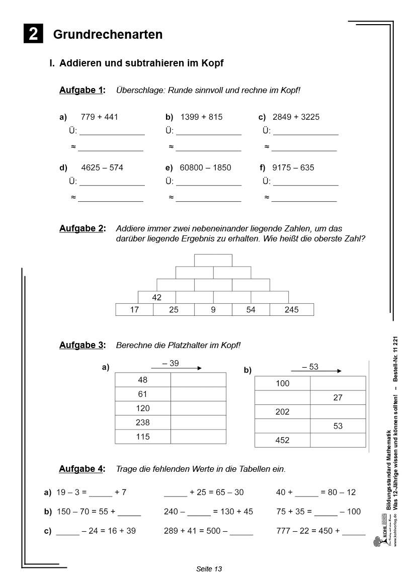 Bildungsstandard Mathematik / Klasse 6