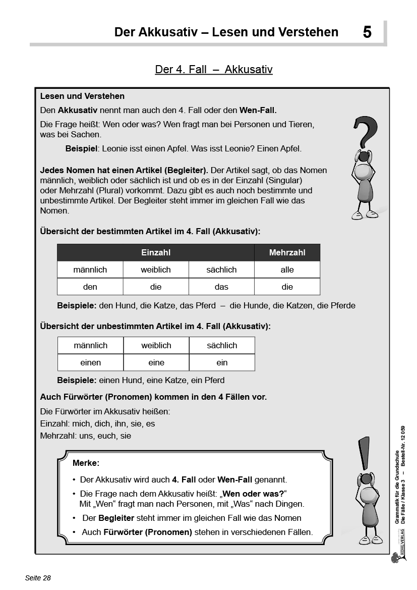 Grammatik für die Grundschule - Die Fälle / Klasse 3