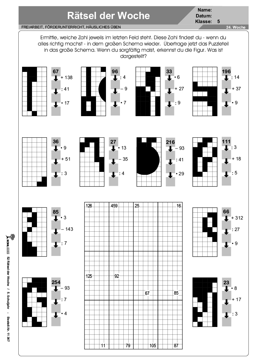 52 Rätsel der Woche / Klasse 5