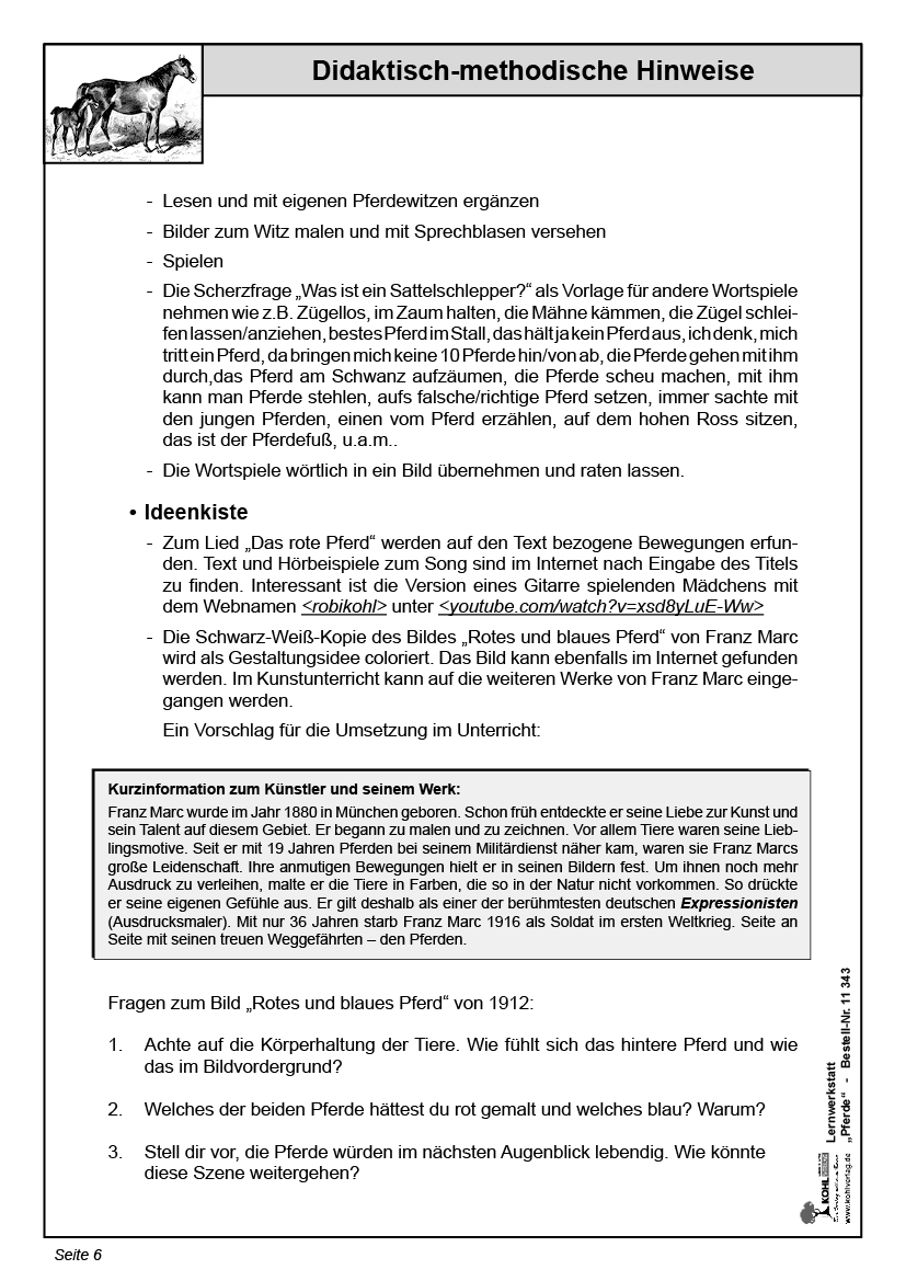 Lernwerkstatt Pferde Lernwerkstatt Pferde