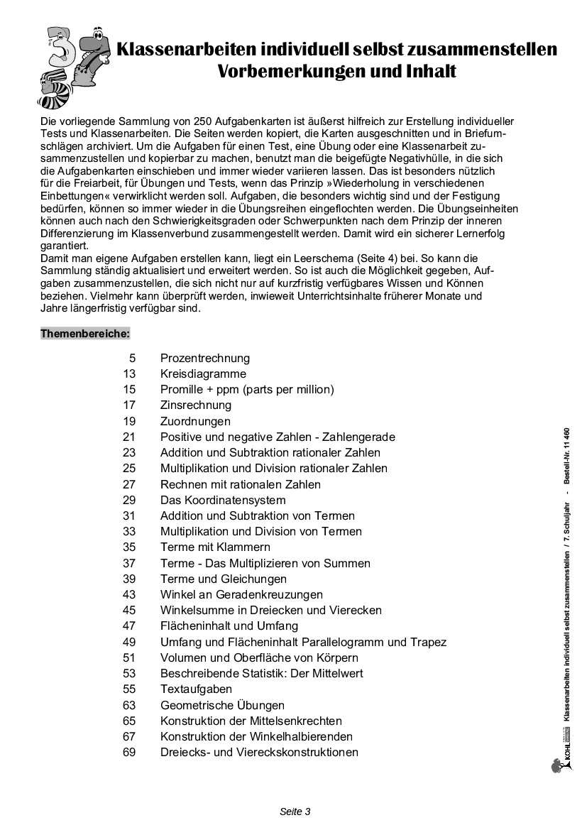 Klassenarbeiten MATHE / Klasse 7