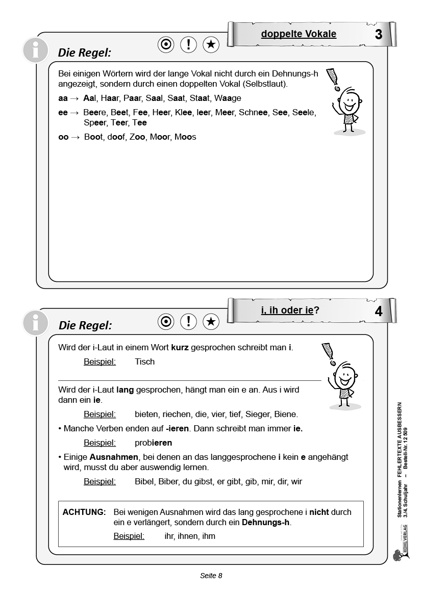 Stationenlernen Fehlertexte ausbessern / Klasse 3-4