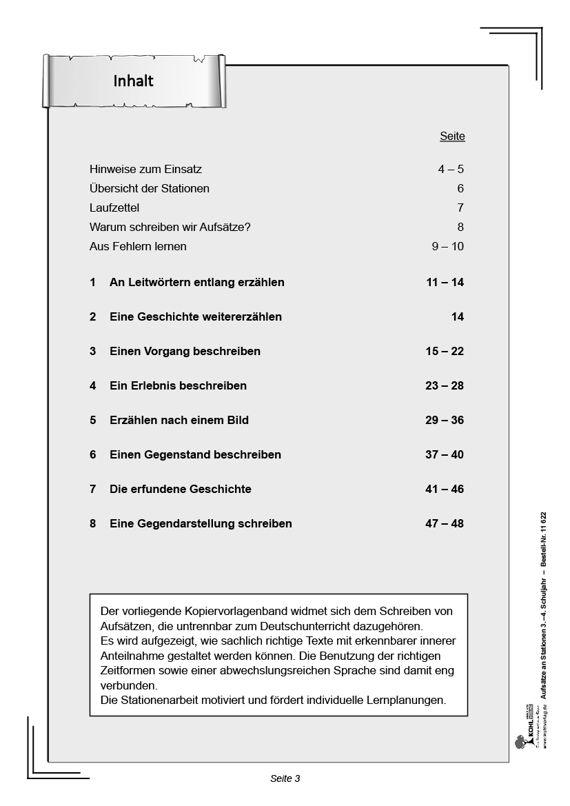 Aufsätze an Stationen / Klasse 3-4