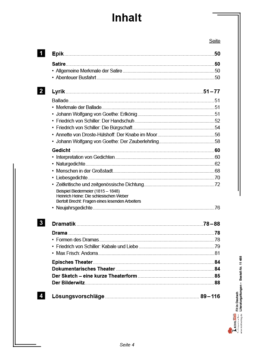 Fit in Deutsch - Literaturgattungen