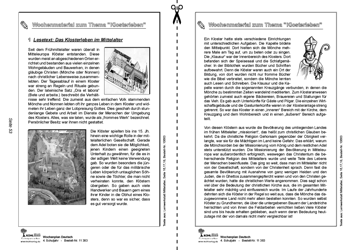 Wochenplan Deutsch / Klasse 4