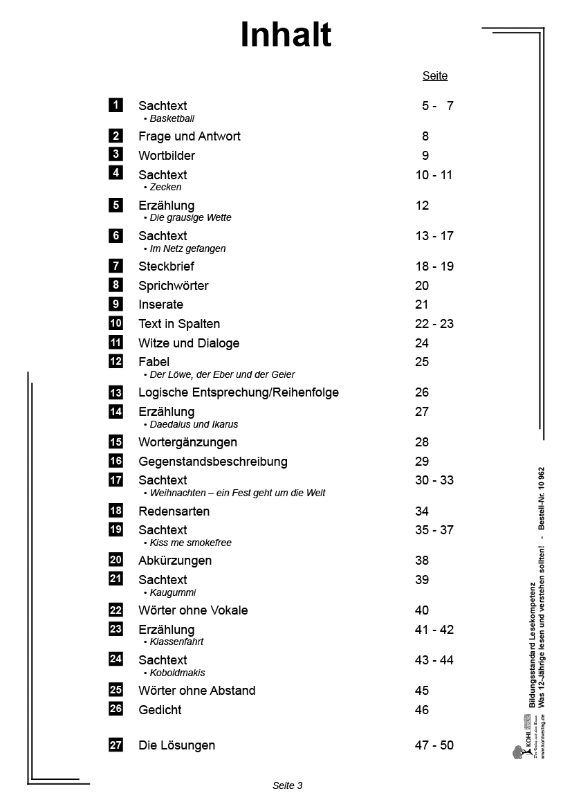 Bildungsstandard Lesekompetenz / Klasse 6