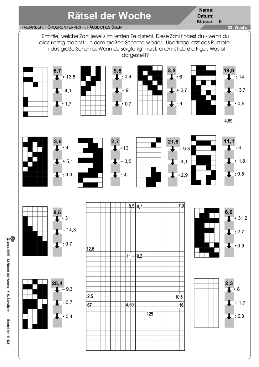 52 Rätsel der Woche / Klasse 6