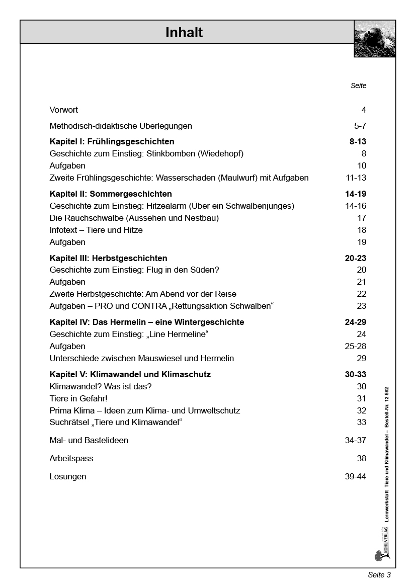 Lernwerkstatt Tiere und der Klimawandel