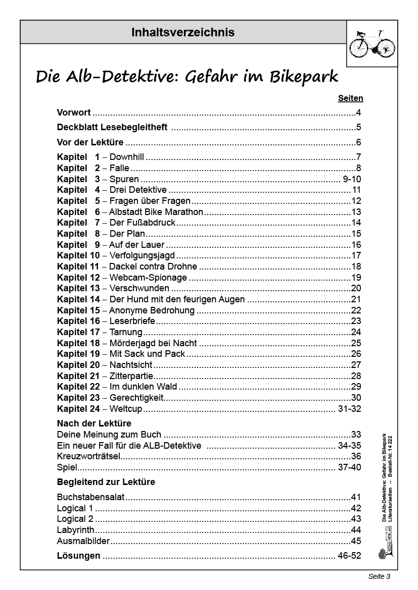 Die Alb-Detektive: Gefahrenzone Bikepark - Literaturseiten