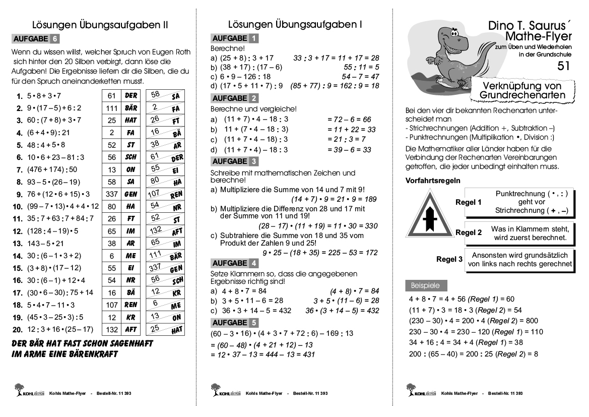Kohls Mathe-Flyer - Grundkenntnisse für jeden Tag im 3.-6. Schuljahr