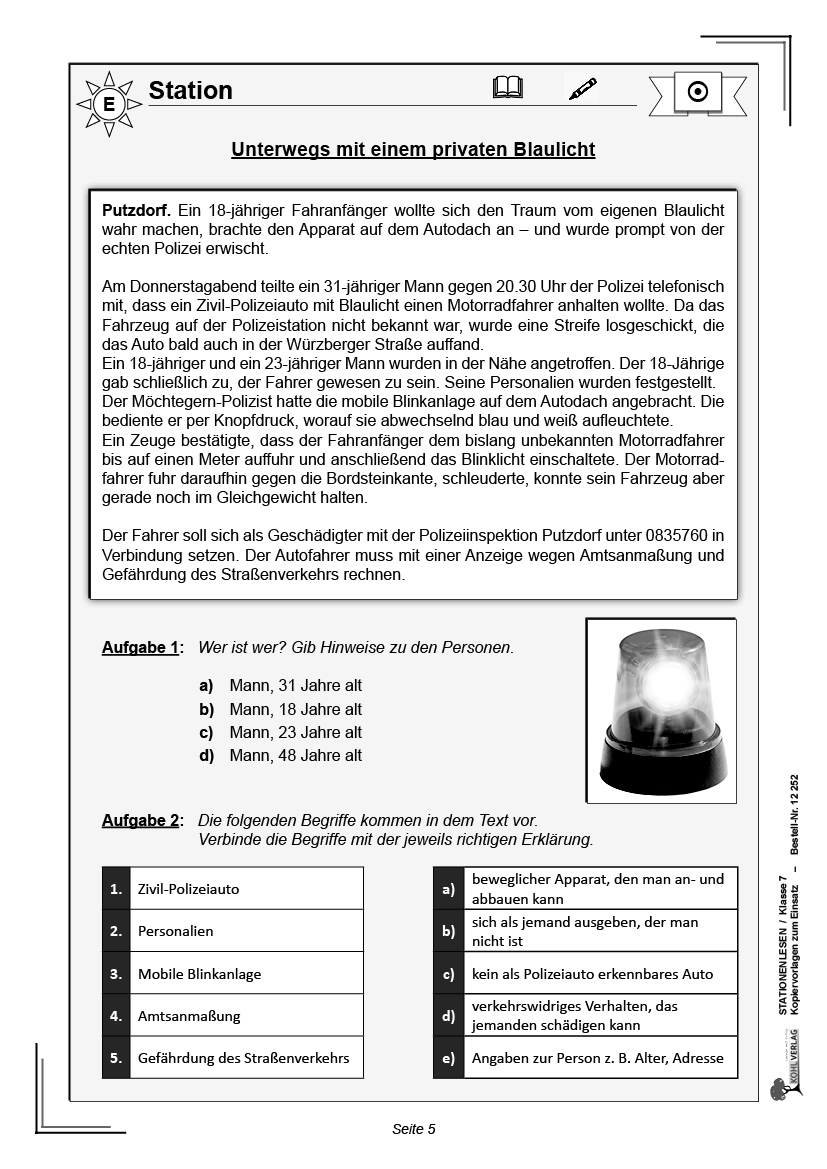 Stationenlesen Klasse 7