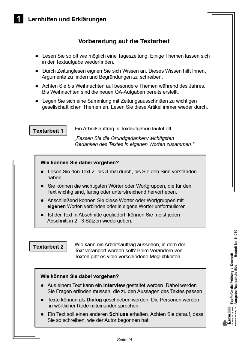 Topfit für die Prüfung / Deutsch (Realschule)