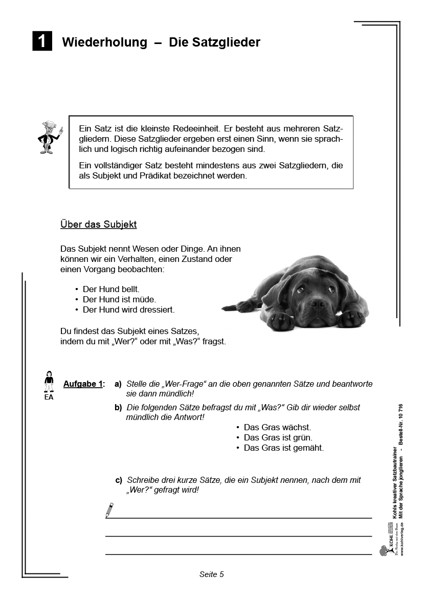 Kohls kreativer Satzbautrainer / Sekundarstufe Mit der deutschen